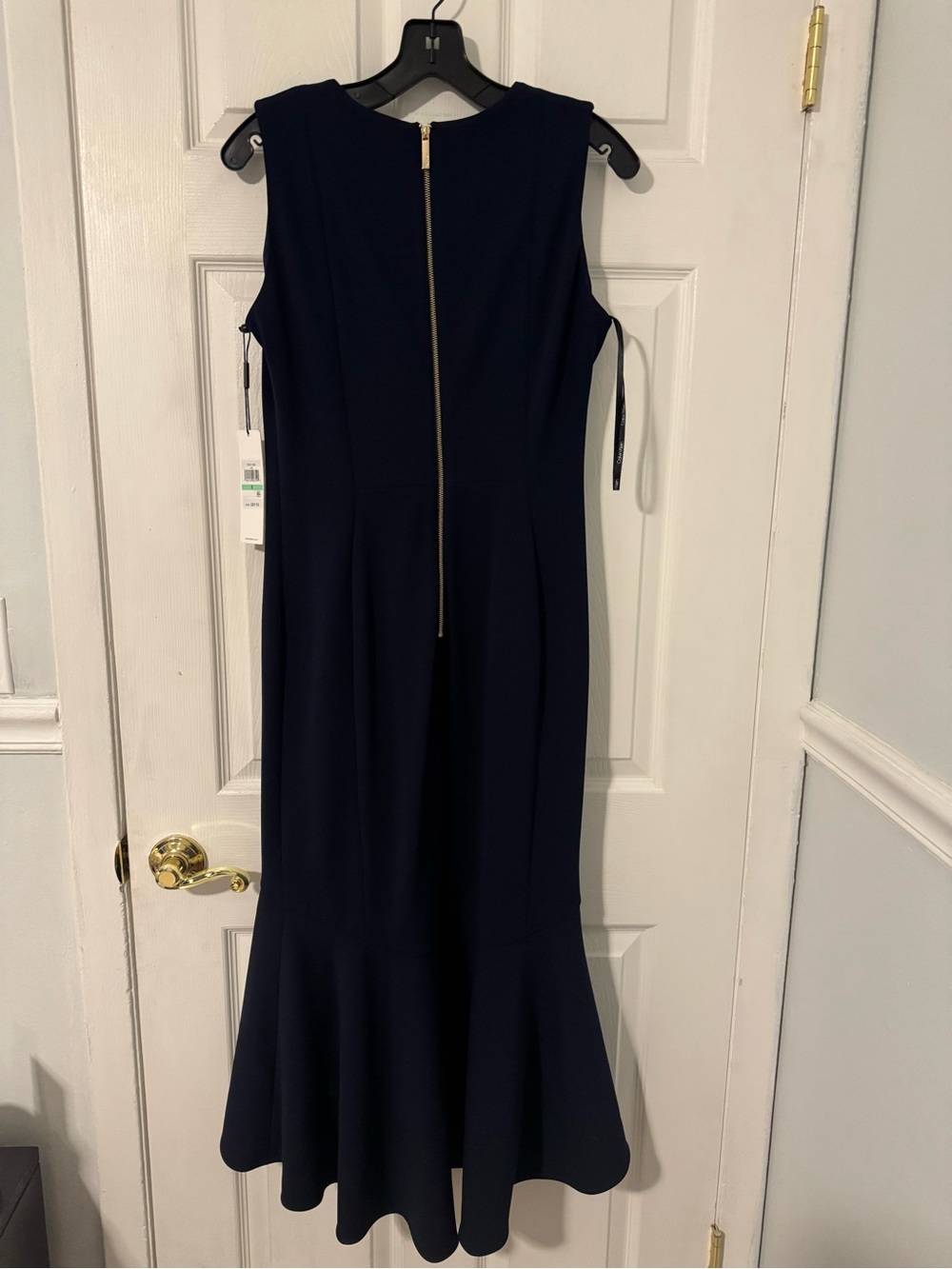 NEW Calvin Klein Navy Blue Ruffle Hem Midi Dress - Picture 6 of 7